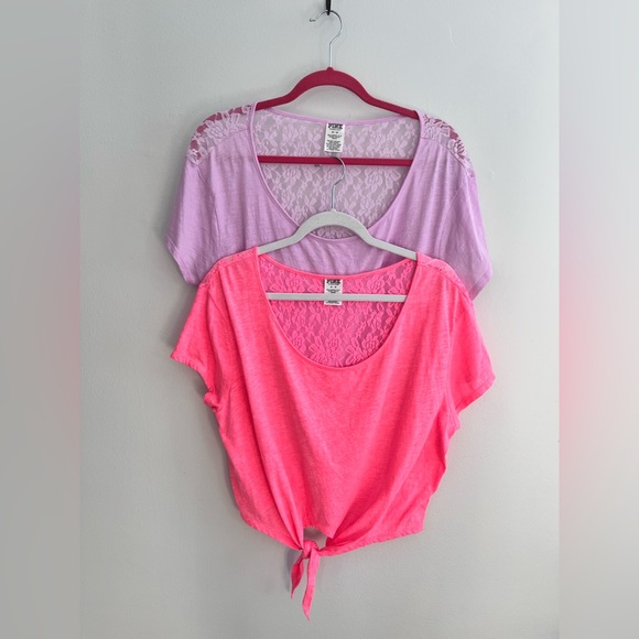 Victoria's Secret Tops - VICTORIA’S SECRET Bundle Of Two Lace Cropped T-Shirts